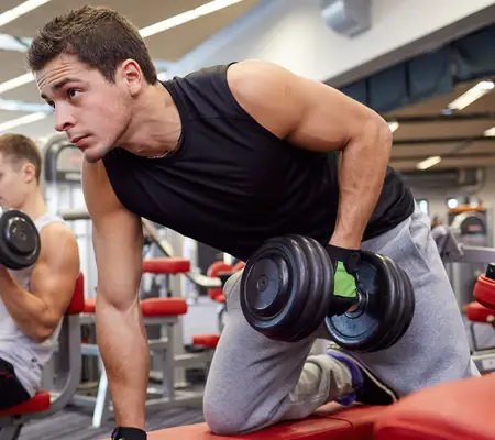 Weight training with sweat pants